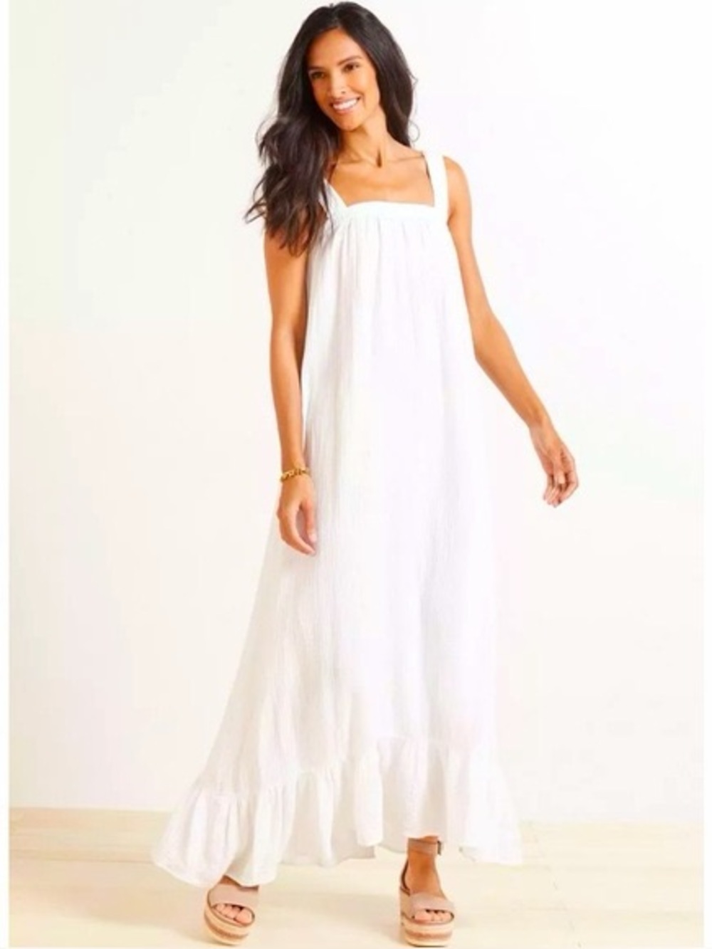 Bobi Cotton Women’s White Maxi Sundress Evereve - S
